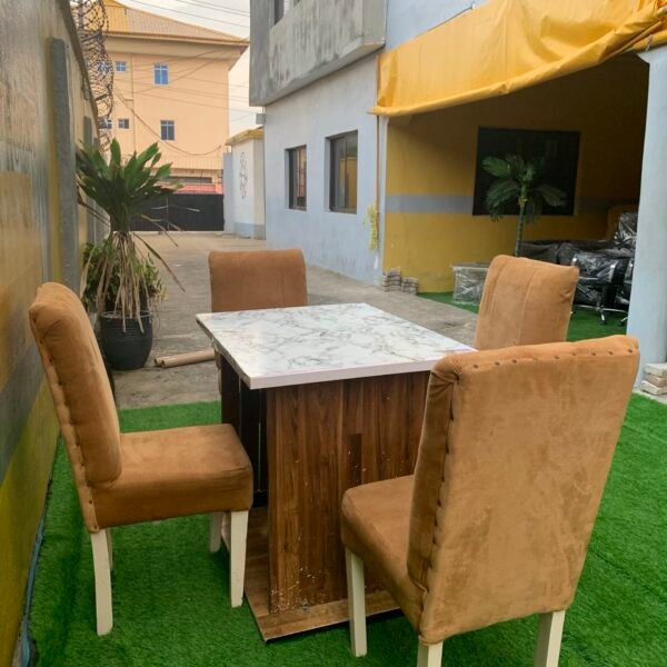 Neatly Used 4 Seater Yellow Dinning Set ( table needs some screws)