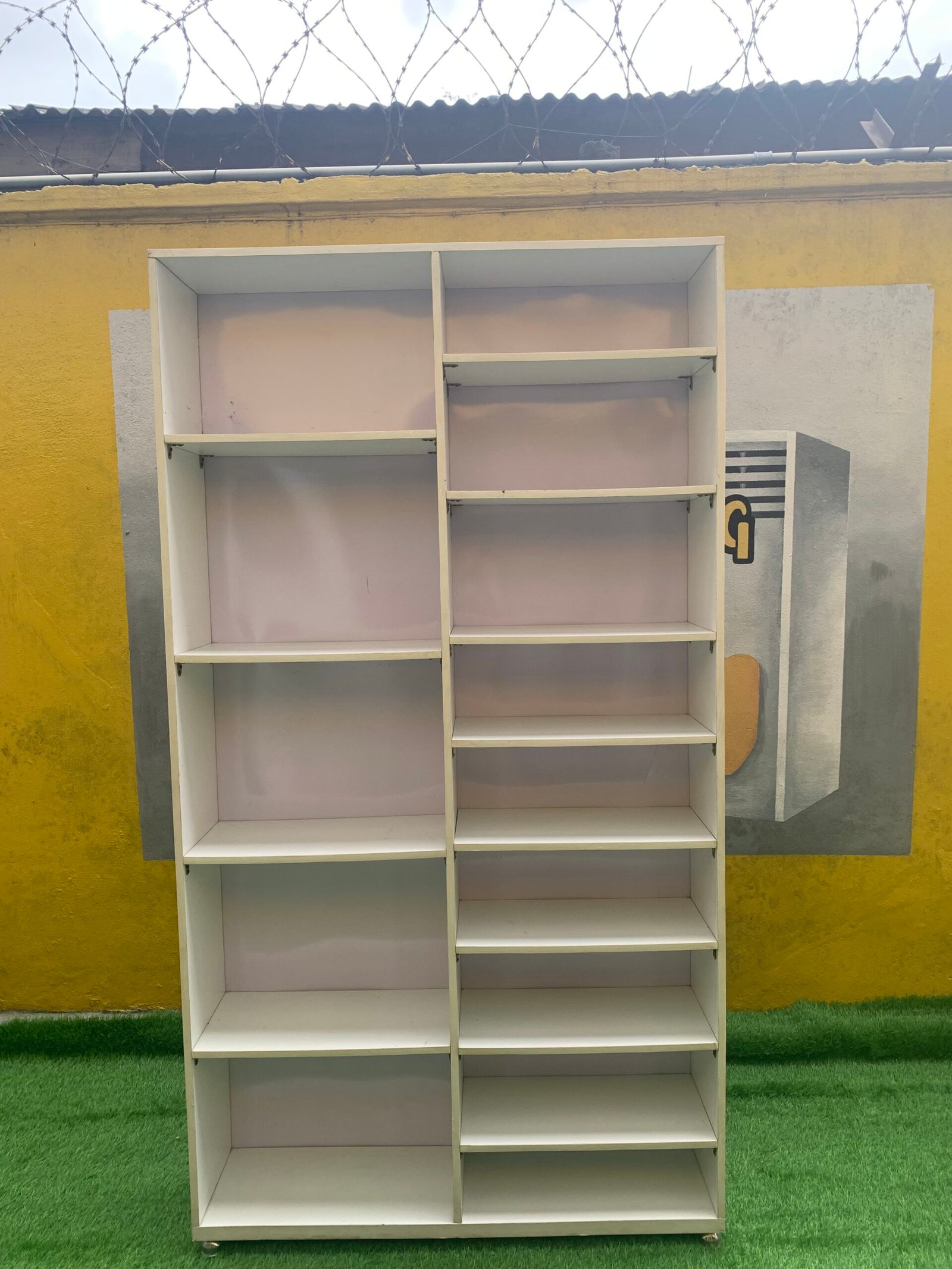 IMG_3646 Barely Used White Multipurpose Shoe/Bag Rack - Image 1