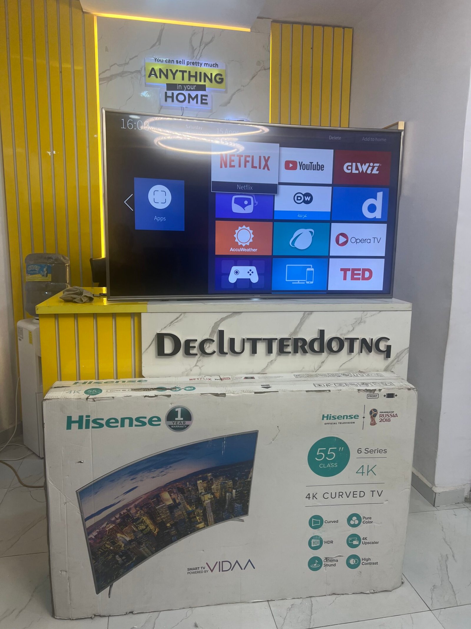 IMG_5883 Relatively New 55" HISENSE 4K UHD SMART CURVED TV (SERIES 6) (55M5600UCW) - Image 1