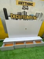 Barely Used White Tv Console With Wall Pannel - Image 11