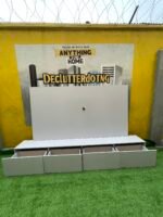Barely Used White Tv Console With Wall Pannel - Image 6