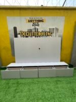 Barely Used White Tv Console With Wall Pannel