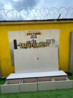 Barely Used White Tv Console With Wall Pannel - Image 10