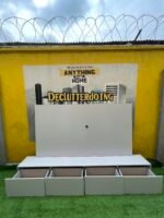 Barely Used White Tv Console With Wall Pannel - Image 9