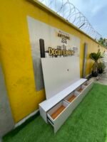 Barely Used White Tv Console With Wall Pannel - Image 5