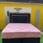 Barely Used 6by6 Black Sued Bedframe With Mattress And Two Side Drawers