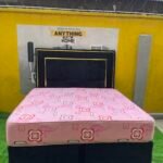 Barely Used 6by6 Black Sued Bedframe With Mattress And Two Side Drawers