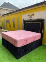 Barely Used 6by6 Black Sued Bedframe With Mattress And Two Side Drawers - Image 8