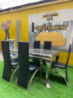 Neatly Used 6 Seater Marble Top Dinning Set(slightly peeled) - Image 3