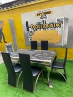 Neatly Used 6 Seater Marble Top Dinning Set(slightly peeled) - Image 2