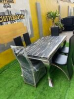 Neatly Used 6 Seater Marble Top Dinning Set(slightly peeled) - Image 6