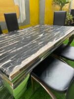 Neatly Used 6 Seater Marble Top Dinning Set(slightly peeled) - Image 5