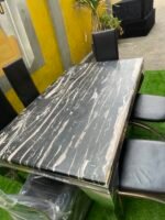 Neatly Used 6 Seater Marble Top Dinning Set(slightly peeled) - Image 8