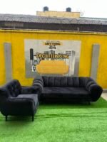 Relatively New Black Sued 3 Seater Classy Sofa With Single Sofa