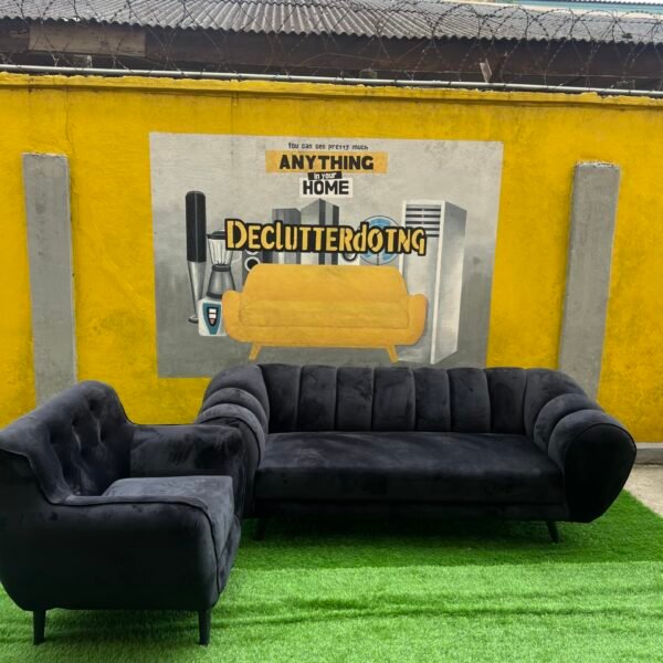 Relatively New Black Sued 3 Seater Classy Sofa With Single Sofa