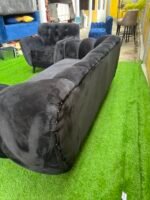 Relatively New Black Sued 3 Seater Classy Sofa With Single Sofa - Image 2