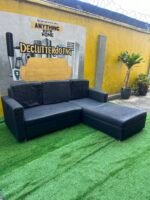 Neatly Used L Shape Black Sofa - Image 5