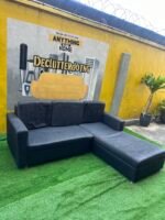 Neatly Used L Shape Black Sofa - Image 8