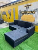 Neatly Used L Shape Black Sofa