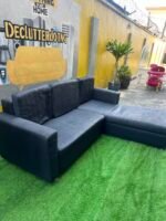 Neatly Used L Shape Black Sofa - Image 4