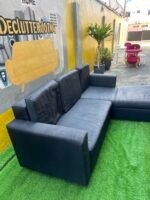 Neatly Used L Shape Black Sofa - Image 7