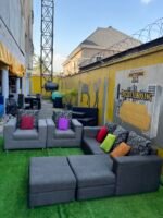 Neatly Used L Shape Sofa With 2 Single Seater, Ottoman And Throw Pillows - Image 5