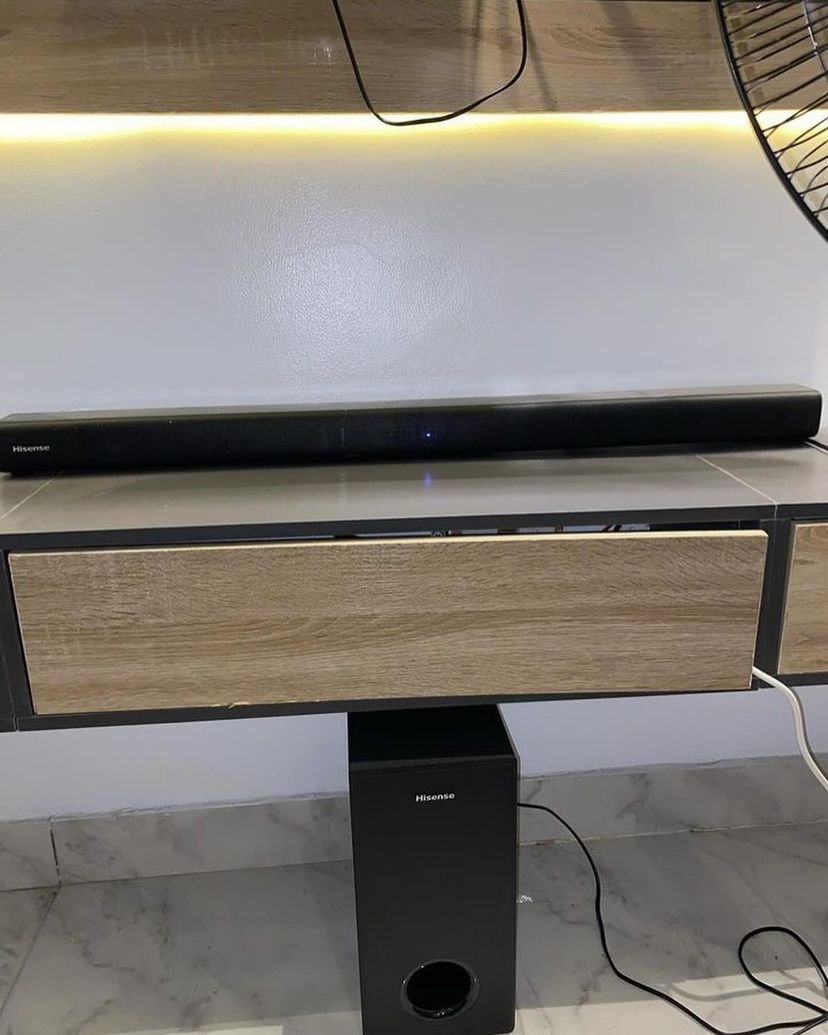 26A73D01-9844-44CA-B7A8-D01B70058137.jpeg Relatively New hisense 200w sound bar with Woofer (HS-218) - Image 1