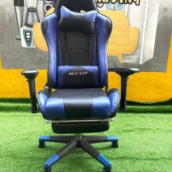 Neatly Used Blue And Black Ergonomic Gaming Chair