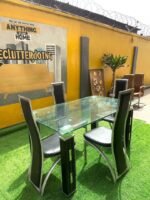 Neatly Used Top Quality 4 Seater Glass Top Dinning Set - Image 3