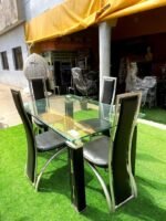 Neatly Used Top Quality 4 Seater Glass Top Dinning Set - Image 2