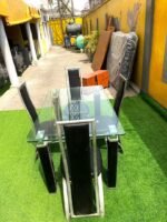 Neatly Used Top Quality 4 Seater Glass Top Dinning Set - Image 5