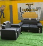 Neatly Used Top Quality 3 Seater Black Leather Chair - Image 2