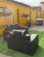 Neatly Used Top Quality 3 Seater Black Leather Chair - Image 6