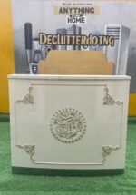 Barely Used Top Quality Glossy Wood White Reception Desk With Design - Image 2