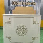 Barely Used Top Quality Glossy Wood White Reception Desk With Design