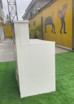 Barely Used Top Quality Glossy Wood White Reception Desk With Design - Image 12