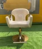 Neatly Used Top Quality Cream Exotic Saloon Chair With Gold Leg