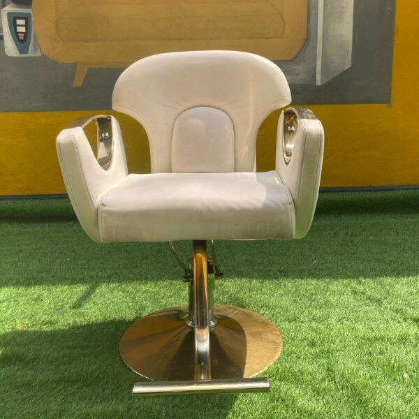Neatly Used Top Quality Cream Exotic Saloon Chair With Gold Leg