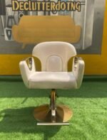 Neatly Used Top Quality Cream Exotic Saloon Chair With Gold Leg - Image 5