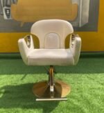 Neatly Used Top Quality Cream Exotic Saloon Chair With Gold Leg - Image 6