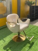 Neatly Used Top Quality Cream Exotic Saloon Chair With Gold Leg - Image 9