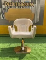 Neatly Used Top Quality Cream Exotic Saloon Chair With Gold Leg - Image 4