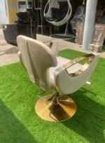Neatly Used Top Quality Cream Exotic Saloon Chair With Gold Leg - Image 10