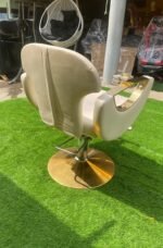 Neatly Used Top Quality Cream Exotic Saloon Chair With Gold Leg - Image 11