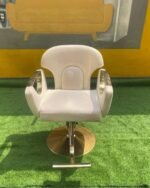 Neatly Used Top Quality Cream Exotic Saloon Chair With Gold Leg - Image 2