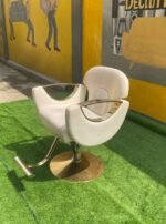 Neatly Used Top Quality Cream Exotic Saloon Chair With Gold Leg - Image 7