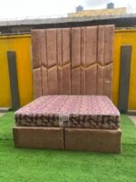 2 Month Used 7by7 8.5ft Upholstery Fully Padded Bedframe With Mattress - Image 3