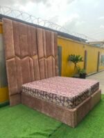 2 Month Used 7by7 8.5ft Upholstery Fully Padded Bedframe With Mattress - Image 5