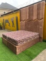 2 Month Used 7by7 8.5ft Upholstery Fully Padded Bedframe With Mattress - Image 4