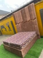2 Month Used 7by7 8.5ft Upholstery Fully Padded Bedframe With Mattress - Image 6